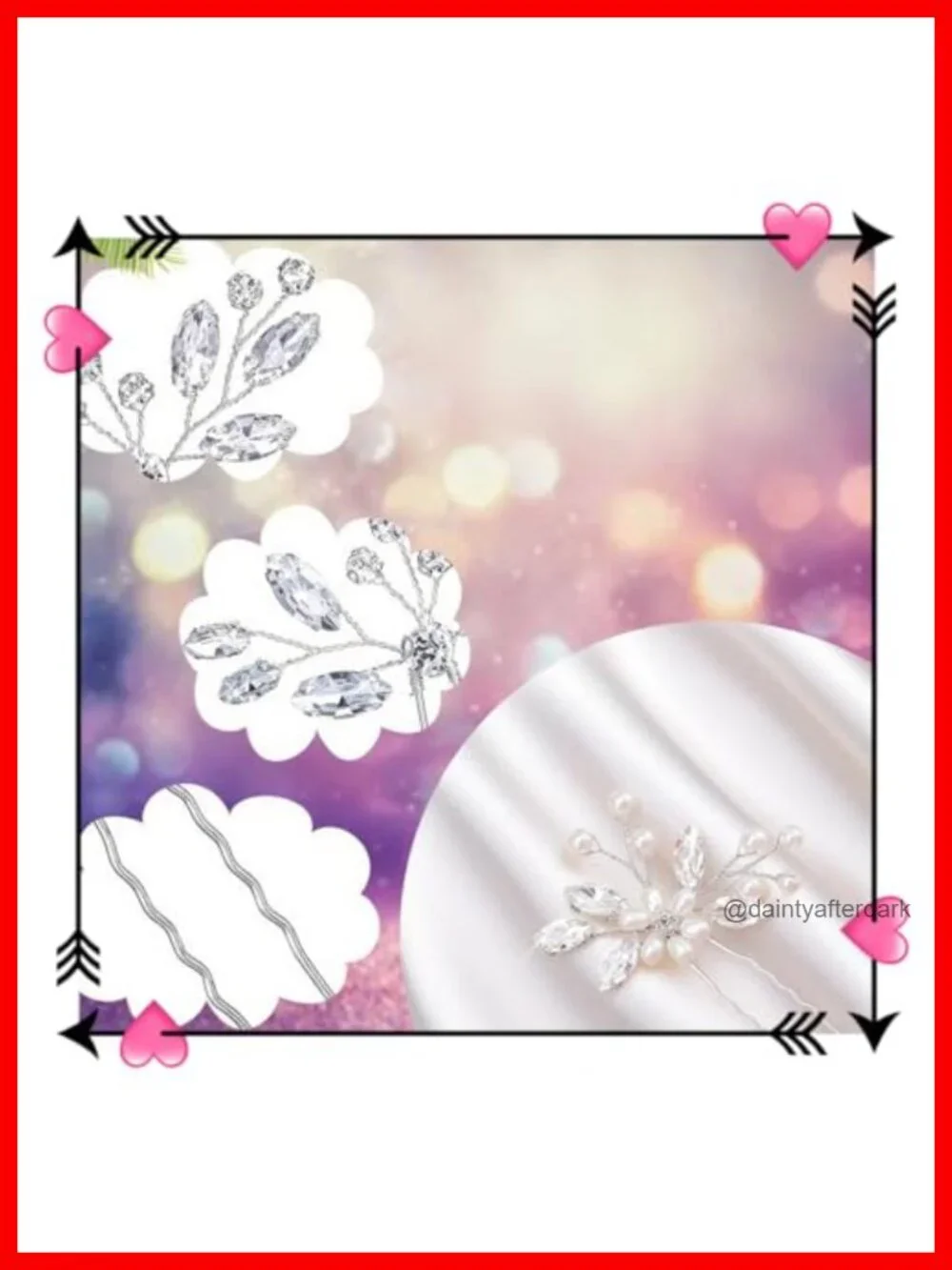 5-Piece Wedding Hair Comb Set with Rhinestone Floral Hairpins